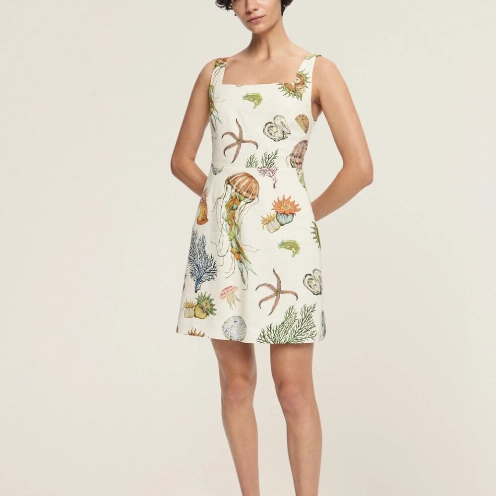 ALÉMAIS Sea Sleeveless Linen Mini Dress Lace-Up Jellyfish 2 NWT Anthropologie - Picture 6 of 8
